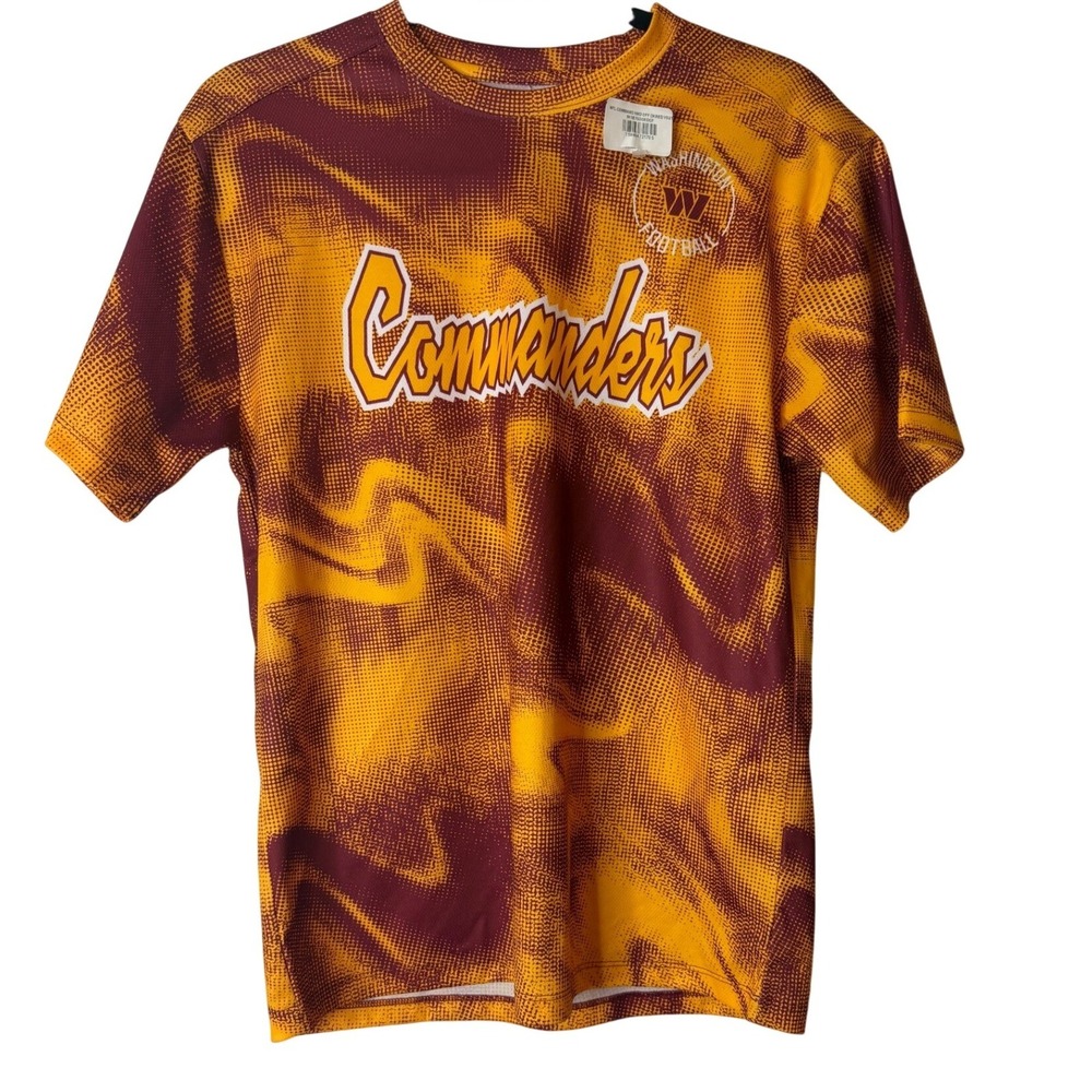 NFL T-Shirt Washington Commanders Tie Dye Kids Youth Large 14/16 Gold Burgundy
